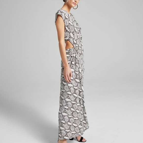 A.L.C. Beale Snakeskin Print Cutout Midi Dress 8 - Picture 4 of 16